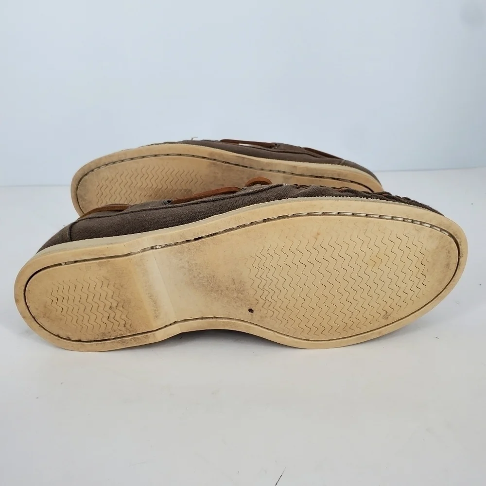 Cole Haan Mens Canvas Slip-on Boat Shoes Size 8.5 M Brown C14475 C15